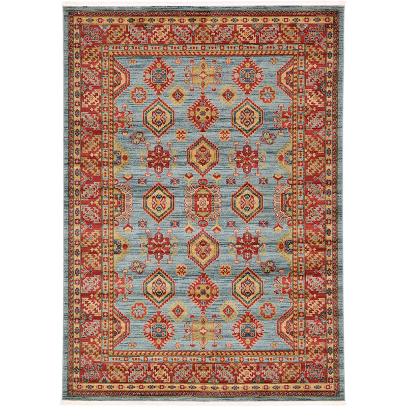World Menagerie Lauri Performance Red/Blue/Tan Rug Wayfair